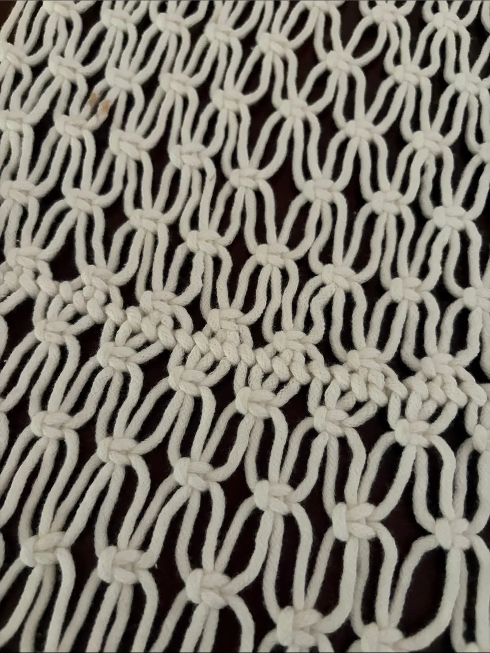 Handmade Macramé Table Runner Boho Cotton Fringe Natural Ivory Knotted Decor